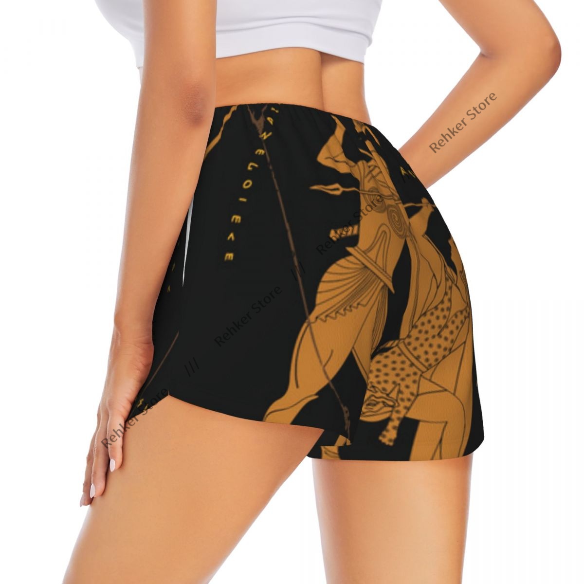 Yoga Fitness Drawing - Women's Athletic Shorts Greek Drawing Running