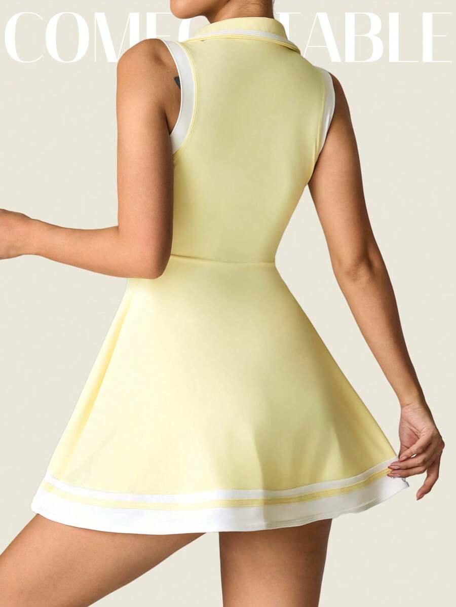 Yoga Fitness Dress - Sleeveless Collar Sport Dress For Women
