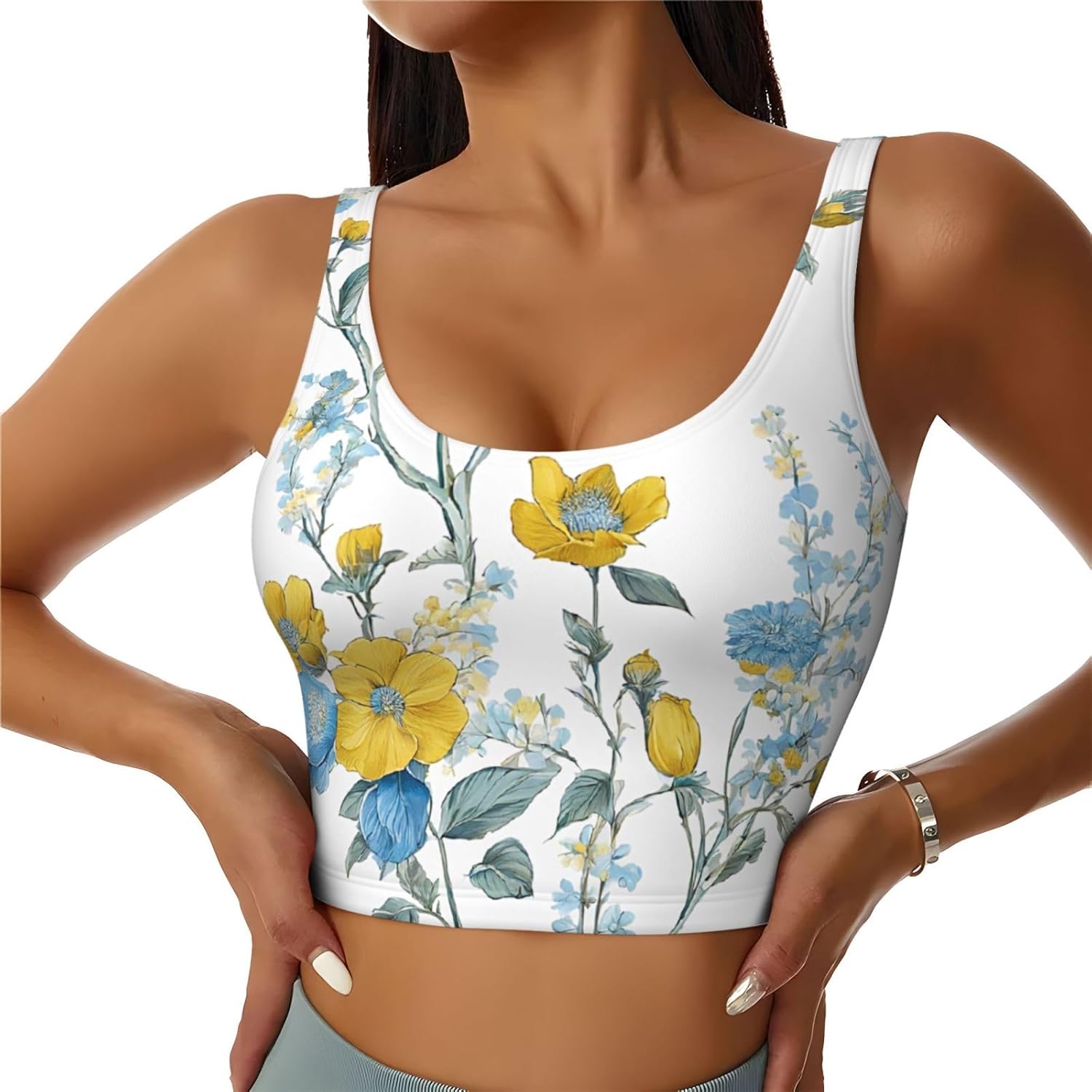 Yoga Dance & Fitness Center Llc - Blue Flower Floral Pattern Roses Print