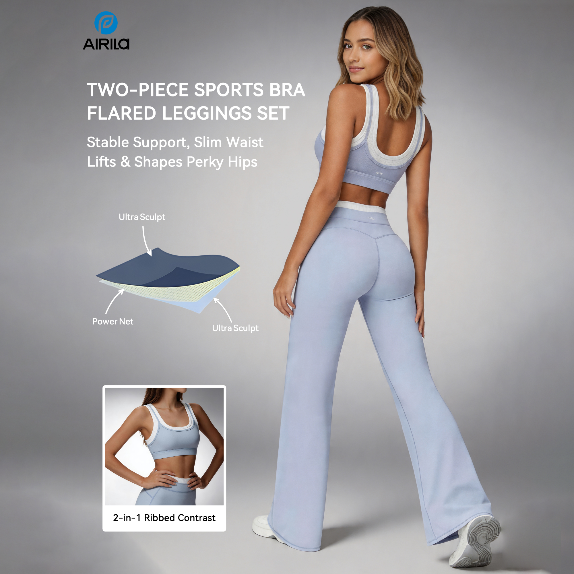 Yoga Blocks - Airila Women's Yoga Set 2-Piece Sportswear