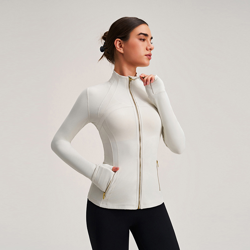 Yoga Fitness Wear - 1pc Women 2026 Stand Collar Gold
