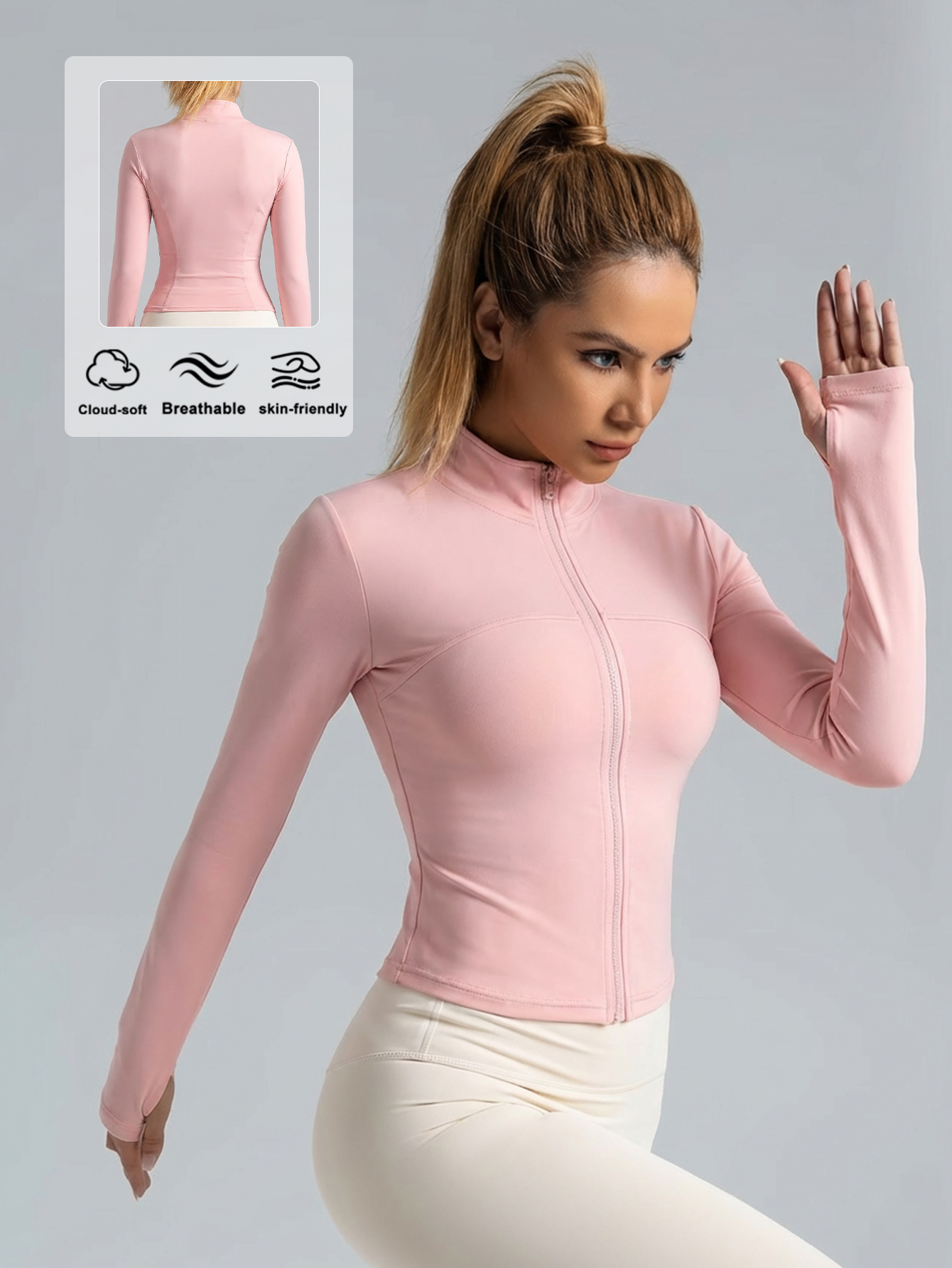 New Women Light pink Yoga Coat - Yoga & Fitness With Denise のレビューと価格
