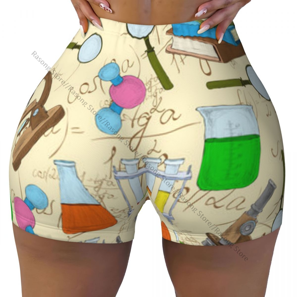 Women's Yoga Shorts Colorful S - Yoga Fitness Drawing のレビューと価格