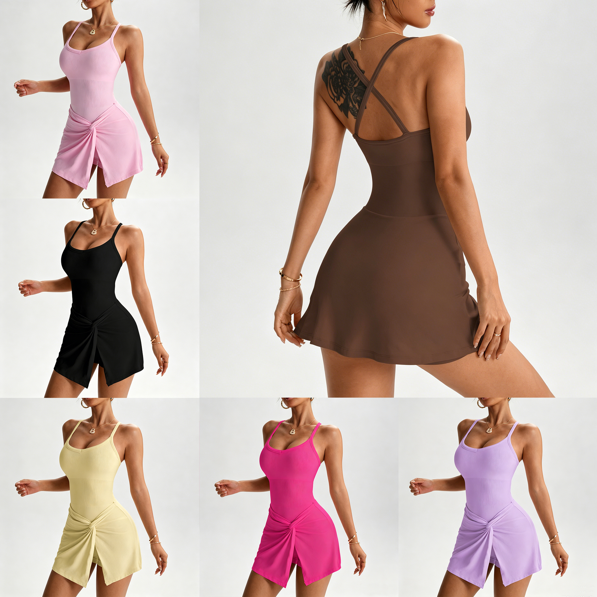 S-L Hollow Out Women Tennis Dr - Yoga Fitness Dress のレビューと価格