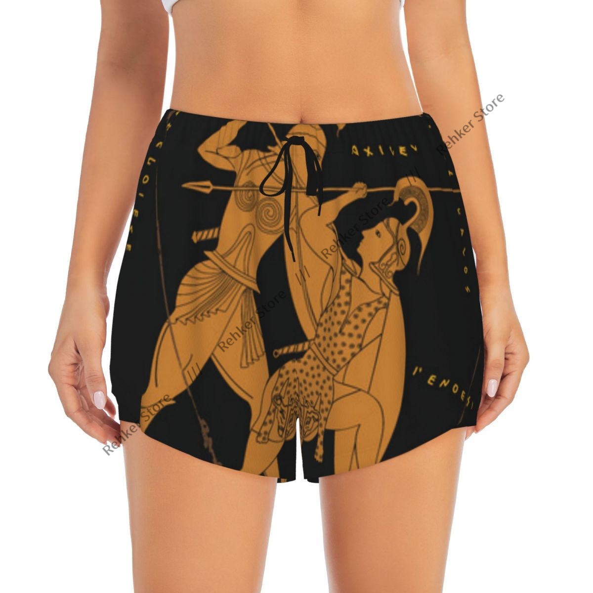 Women's Athletic Shorts Greek  - Yoga Fitness Drawing のレビューと価格