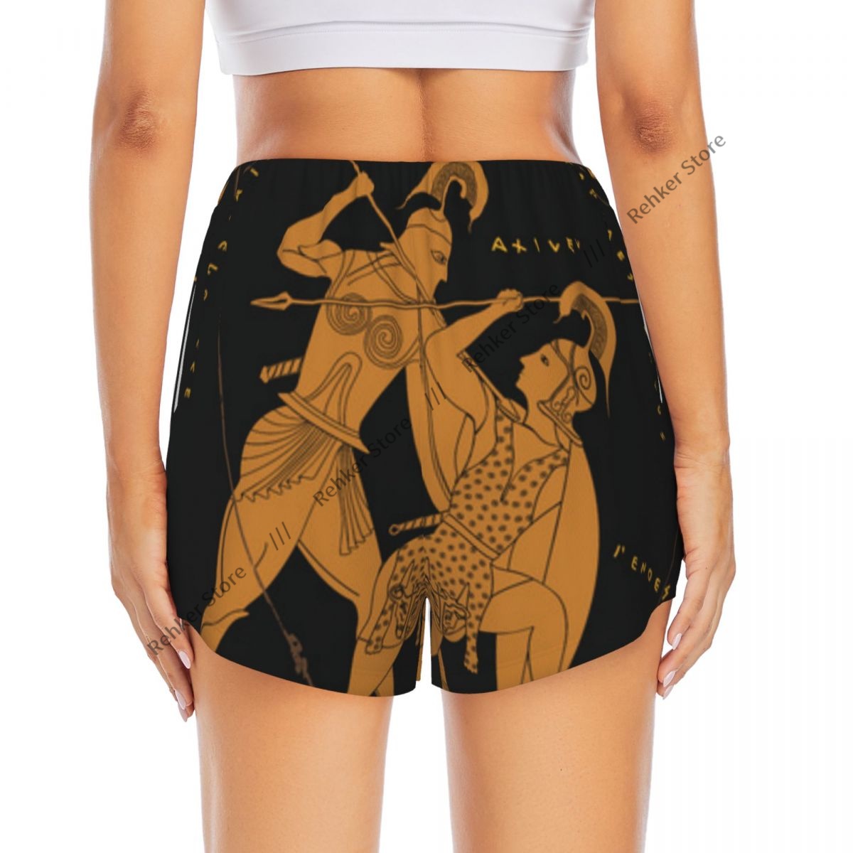 Women's Athletic Shorts Greek  - Yoga Fitness Drawing のレビューと価格