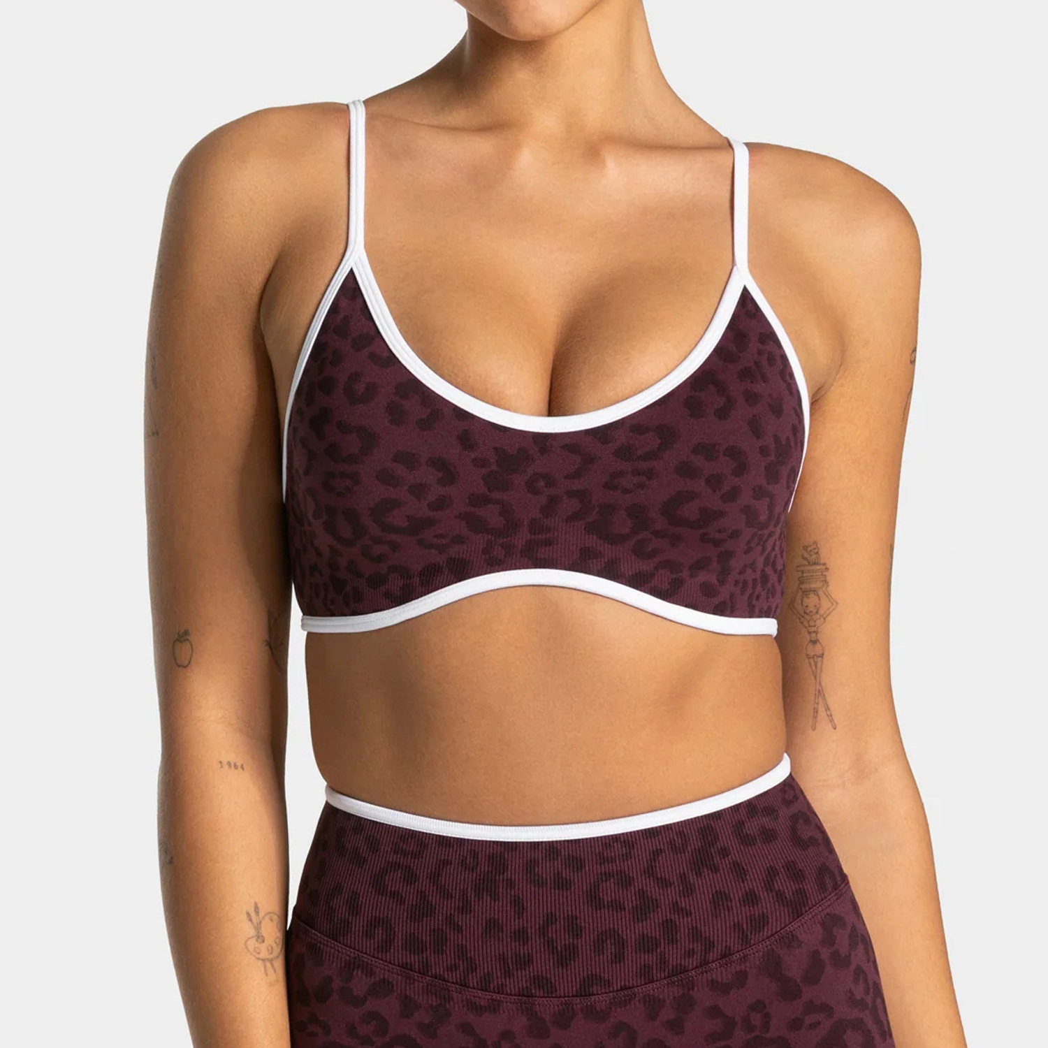Leopard Print Color-Block Bra  - Yoga Blocks のレビューと価格