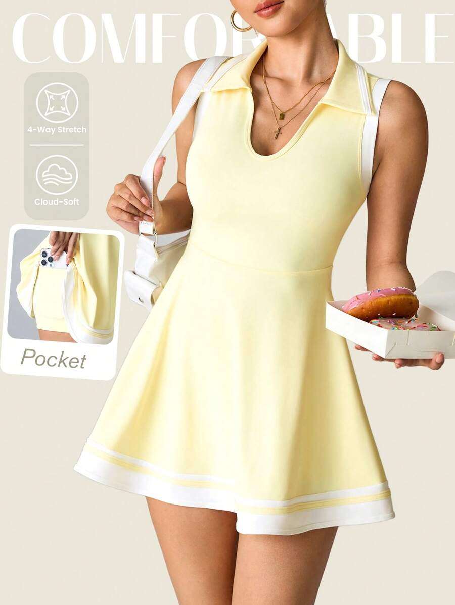 Sleeveless Collar Sport Dress  - Yoga Fitness Dress のレビューと価格