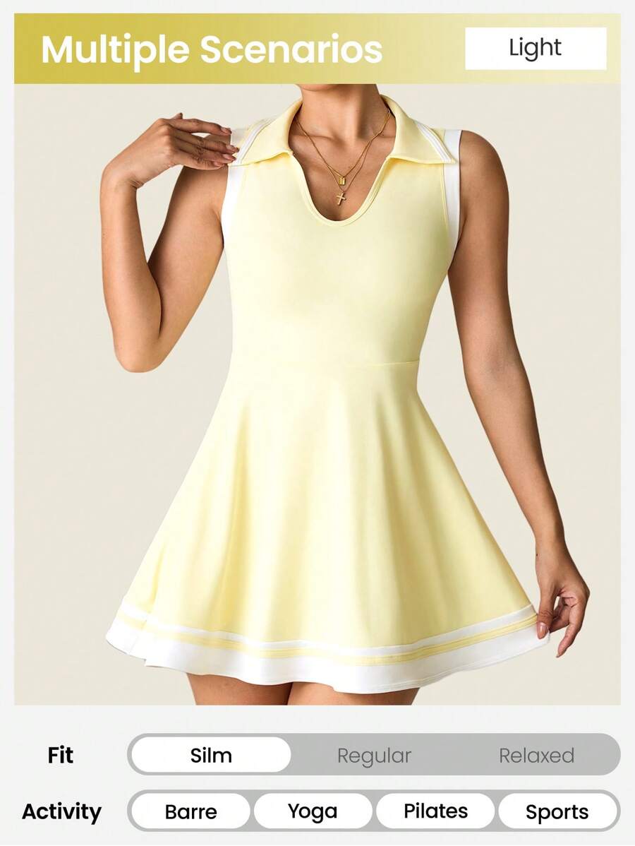 Sleeveless Collar Sport Dress  - Yoga Fitness Dress のレビューと価格