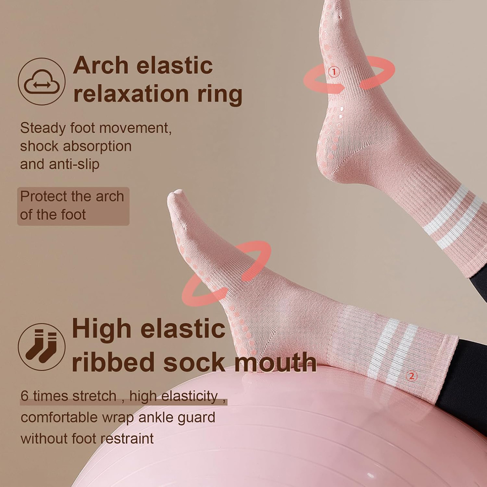 Yoga Pilates Socks with Grips  - Yoga Dance & Fitness Center Llc のレビューと価格