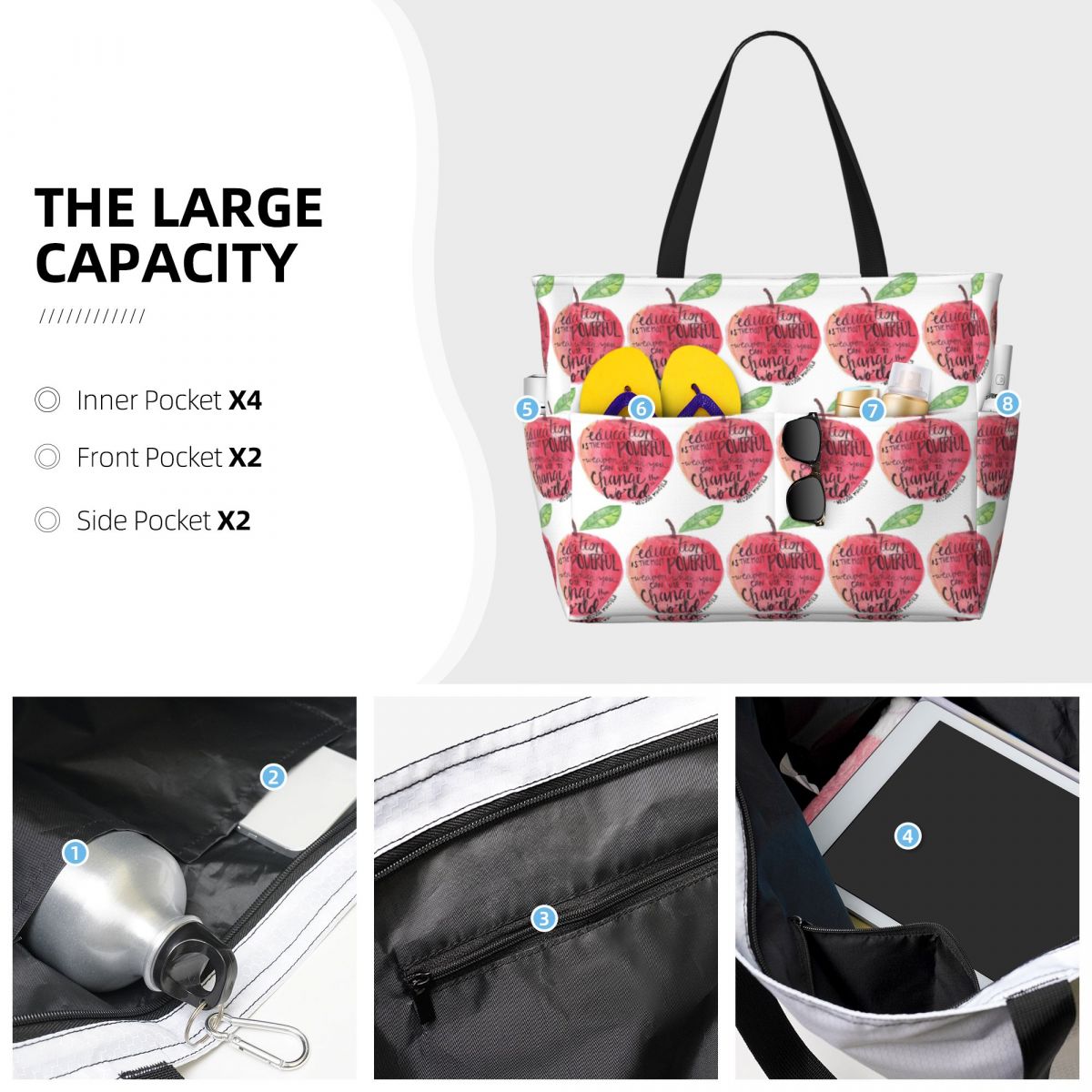 Teacher Quote Beach Tote Bag S - Yoga Fitness Teacher のレビューと価格