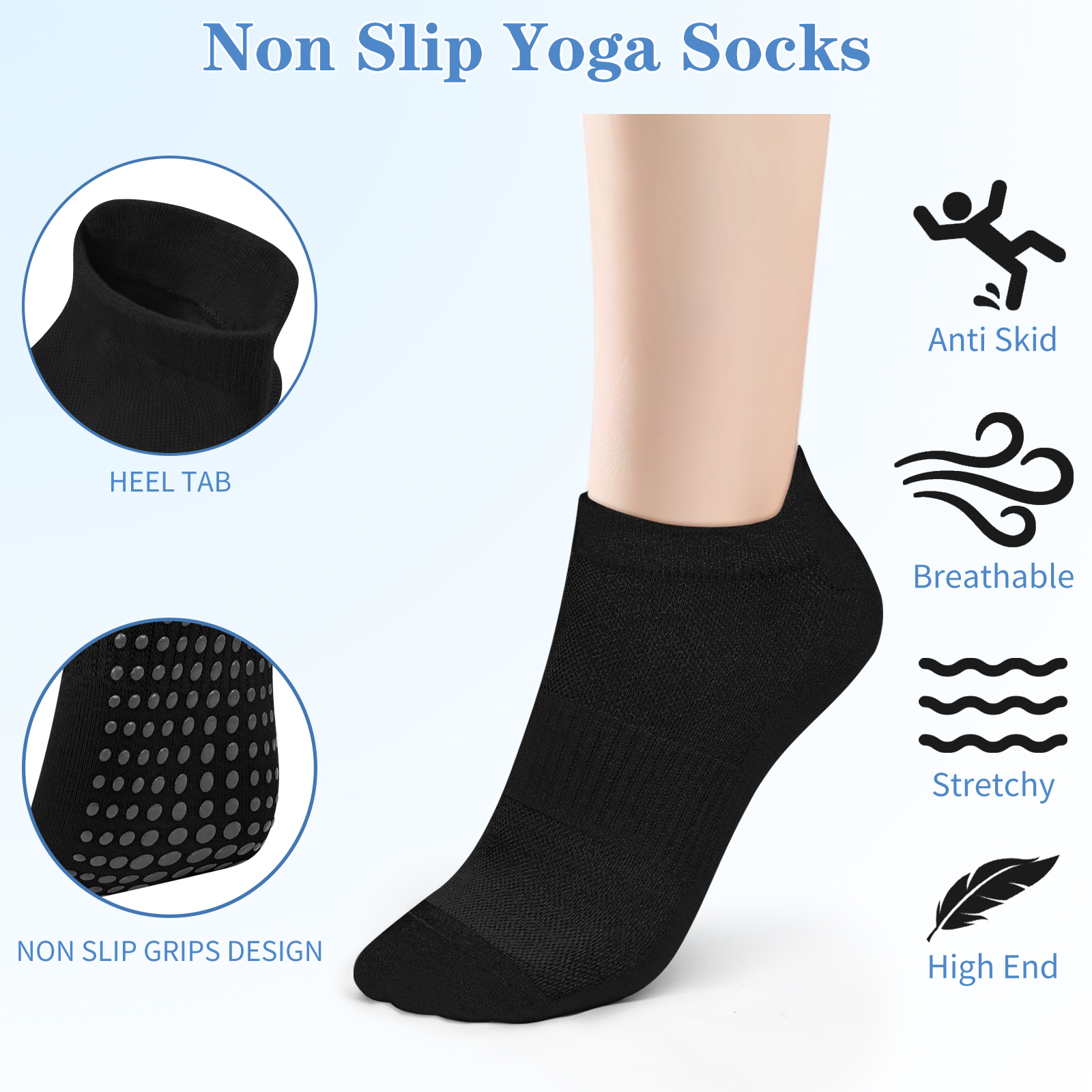 3 Pairs Yoga Socks Women Cotto - Yoga Dance & Fitness Center Llc のレビューと価格